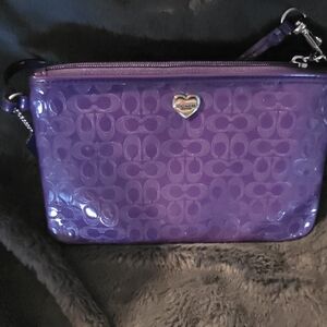 NWOT Coach Glossy Purple Wristlet